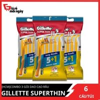 Combo 3 gói dao cạo râu Gillette Superthin 5+1 Cán