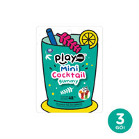 Combo 3 gói kẹo dẻo hình ly Cocktail Mini Playmore 48g/gói nhập khẩu chính hãng Thái Lan HSD 23/03/2022