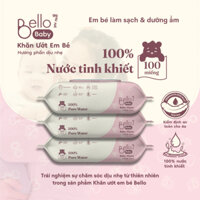 Combo 3 Gói Khăn Ướt Cho Bé Bello 100 tờ hương hoa an toàn mềm mịn cho da bé không cồn không Paraben