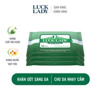 Combo 3 gói Khăn ướt Luck Lady 10 tờ/gói không mùi