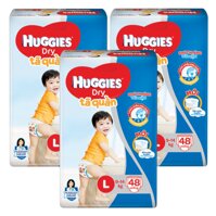 Combo 3 Gói Tã Quần Huggies Dry Gói Đại L48 (48 Miếng) – Bao Bì Mới