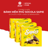 Combo 3 Hộp Bánh Mềm Phủ Socola Sapie Chuối 12 chiếc/ hộp (240g)