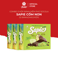 Combo 3 Hộp Bánh Mềm Phủ Socola Sapie Cốm Non 12 chiếc/ hộp (240g)