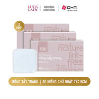 Combo 3 hộp bông tẩy trang 80 miếng hình vuông 7×7,5cm Luck Lady