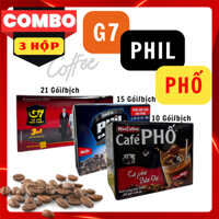 [COMBO 3 Hộp] Cà Phê G7 - PHIL - PHỐ | Cà Phê Hòa Tan Tiện Lợi, Đậm Đà Thơm Ngon