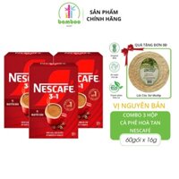 Combo 3 Hộp Cà Phê Hoà Tan Nescafé - Café Vị Nguyên Bản - 20 Gói x 3 Hộp