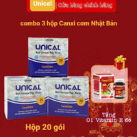 Combo 3 hộp canxi cơm Nhật Bản Unical tặng vitamin e đỏ