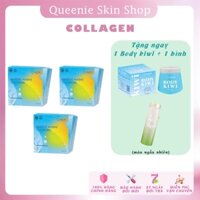 Combo 3 hộp Collagen dinh dưỡng Queenie skin hộp 20 gói hỗ trợ sáng da, tăng sinh collagen, chống oxy hóa