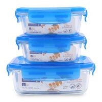 Combo 3 hộp cơm thủy tinh cường lực hình chữ nhật Luminarc