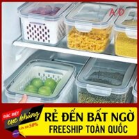 Combo 3 hộp đựng thực phẩm để tủ lạnh cao cấp trong suốt 2 lớp đa năng tiện lợi 3300/1750/850ml