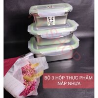 Combo 3 hộp đựng thực phẩm inox 304