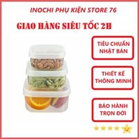 Combo 3 Hộp Đựng thực Phẩm Hình Vuông Hokkaido Nhiều Cỡ Xuất Nhật - Hàng Chính Hãng  Tặng kèm khăn lau đa năng pakasa Giao màu ngẫu nhiên - 750-1500-2500 ml