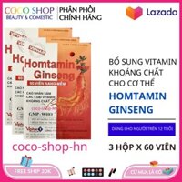 Combo 3 hộp HOMTAMIN GINSENG NHÂM SÂM kèm quà tặng - Tăng Cường Bồi Bổ Sức Khỏe- 3 Hộp x 60 Viên HSD 2023