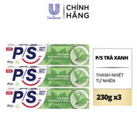Combo 3 hộp kem đánh răng P/S TRÀ XANH 230g thanh niệt tự nhiên
