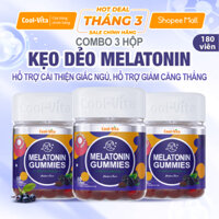 Combo 3 Hộp Kẹo Dẻo Melatonin Hỗ Trợ Giấc Ngủ Ngon Sleep Well Gummies Hỗ Trợ Giảm Căng Thẳng Kết Hợp Vitamin B6 Coolvita