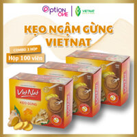 COMBO 3 HỘP Kẹo ngậm gừng Vietnat hỗ trợ tiêu hóa giảm cảm cúm - 100 viên hộp