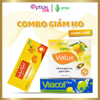 COMBO 3 HỘP Kẹo ngậm gừng Vietnat 30 viên - siro Viatux tắc 25 gói - Viacol Plus 20 viên giảm ho rát họng