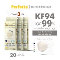 Combo 3 Hộp Khẩu trang y tế 3 lớp cao cấp Perfetta KF94 Trắng/Đen (20 Cái/Hộp)