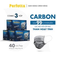 Combo 3 Hộp Khẩu Trang Y Tế Cao Cấp Perfetta Carbon 4 lớp (40 cái/hộp)