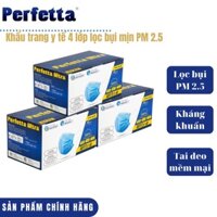 Combo 3 hộp khẩu trang Perfetta Ultra 4 lớp lọc bụi mịn PM 2.5 (35 cái/hộp) đóng gói riêng từng cái