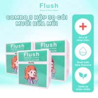 Combo 3 Hộp Muối Rửa Mũi FLUSH Tinh Khiết Từ Biển NewZealand An Toàn Cho Trẻ Hộp 30 Gói