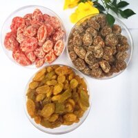 Combo 3 hộp ô mai 200g/ hộp: nho mỹ trái to, xí muội mơ trái to, me chua trộn ớt đường