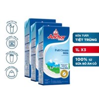 Combo 3 hộp sữa tiệt trùng nguyên kem Anchor thương hiệu hàng đầu từ New Zealand
