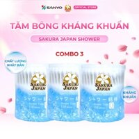 Combo 3 hộp Tăm bông kháng khuẩn Sakura Japan Shower (110 que/hộp) - Chất lượng Nhật Bản