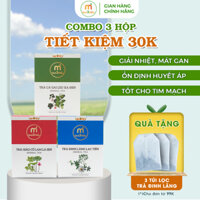 Combo 3 hộp Trà Cà Gai Leo Xạ Đen, Trà Giảo Cổ Lam Lá Sen và Trà Đinh Lăng Lạc Tiên hộp 30 túi thương hiệu Quà 3 Miền