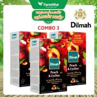 (Combo 3 Hộp) Trà Dilmah Peach & Lychee Hương Đào Và Vải Túi Lọc 30g 20 túi x 1.5g