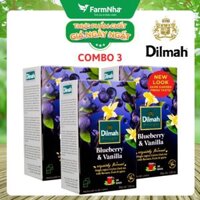 (Combo 3 hộp) Trà Dilmah Blueberry & Vanilla Hương việt quất & vanilla túi lọc 30g 20 túi x 1.5g - TInh hoa trà Sri Lank