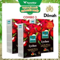 (Combo 3 Hộp) Trà Dilmah Lychee Hương Vải túi lọc 30g 20 túi x 1.5g - Tinh hoa trà Sri Lanka