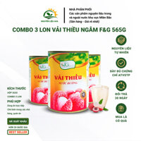 Combo 3 Hộp Vải Thiều Thanh Hà Ngâm Nước Đường F&G Loại 1. 565g, Vải đều, nhiều trái