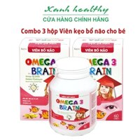 Combo 3 hộp viên kẹo bổ não DHA brain - Hộp 60 viên - Xanh Healthy