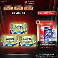 Combo 3 Hộp Viên Rửa Chén SUNLIGHT 5 in 1 Cho Máy Rửa Chén Bát (28V/hộp)