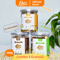 [COMBO 3 Hũ 250g] Granola 20% Yến Mạch 3 Vị Mật Ong, Matcha, Chocolate OHOO FOODS - Hạt Ngũ Cốc Dinh Dưỡng Tiện Lợi