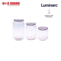 Combo 3 hũ thủy tinh Luminarc Rondo Pink 0,5L - 0,75L - 1L