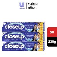 Combo 3 Kem đánh răng Closeup thơm mát bất tận tinh thể băng tuyết 230g