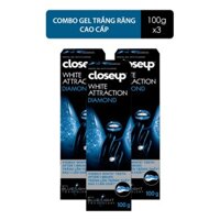 Combo 3 Kem Đánh Răng Closeup Dạng Gel Trắng Răng Diamond Attraction Ngay Sau 1 Lần Chải 100G/Tuýp