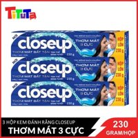 Combo 3 Kem đánh răng Closeup thơm mát bất tận tinh thể băng tuyết 230g