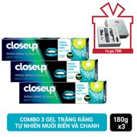 Combo 3 Kem Đánh Răng Dạng Gel Closeup Trắng Răng Tự Nhiên Muối Biển & Chanh (180g) LazadaMall