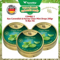 (Combo 3) Kẹo Cavendish & Harvey vị CLEAR MINT 200gr - Hương vị tuyệt vời từ Đức