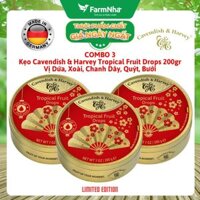 (Combo 3) Kẹo Cavendish & Harvey Tropical Fruit 200g Quạt Hộp Thiếc - Kẹo Đức Phiên Bản Đặc Biệt