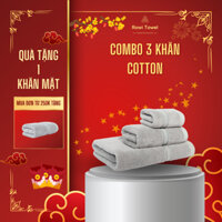 Combo 3 Khăn Tắm Gội Mặt  Rowi Towel 100% Cotton Dày Thấm Hút, Không Đổ Lông Không Ra Màu