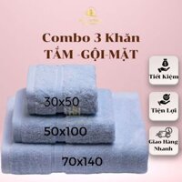 COMBO 3 Khăn TẮM-GỘI-MẶT, Siêu Tiết Kiệm 100% Cotton, Mềm Mịn, Thấm Hút, Không Đổ Bông, Không Phai Màu,