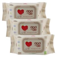 Combo 3 Khăn ướt chiết xuất tự nhiên Aga-ae, 100 tờ