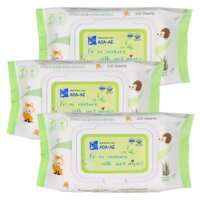 Combo 3 khăn ướt chiết xuất tự nhiên Aga-ae, 100 tờ