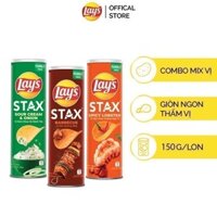 Combo 3 Lay's Stax 150G (Thit Nuong BBQ, Tom Hum Nuong Ngu Vi, Kem chua Hanh)