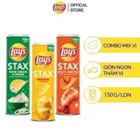 Combo 3 Lay's Stax 150G (Tu Nhien, Tom Hum Nuong Ngu Vi, Kem chua Hanh)