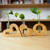 Combo 3 Lọ hoa gỗ,Bình bông decor chất liệu gỗ thông nhập khẩu châu Âu,tặng kèm 3 bông hoa cúc nhỏ chất liệu nhựa.